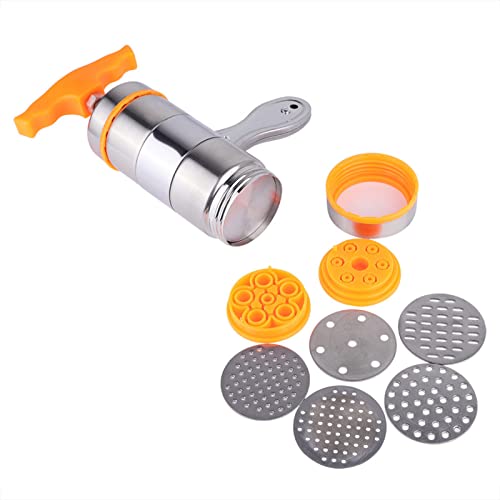 Máquina para Hacer Fideos Manual de Acero Inoxidable, Prensa de Pasta Fácil de Usar Máquina para Hacer Pasta Manual para el Hogar con 7 Moldes para la Cocina Casera 6 X 6 X 18 Cm