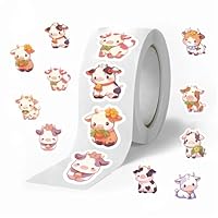 Cow Rolls Small Stickers for Kids 500Pcs Cute Circle Teacher Supplies Stickers for Kids Classroom 10 Designs Motivational Stickers for Training Reward (Cow)