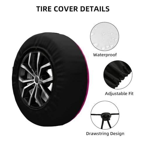 Image of Custom Spare Tire Cover 14-17 Inch, Personalized Universal Wheel Cover Add Your Own Photo Text Logo Waterproof Dust-Proof Tire Covers Protectors for Trailer Truck SUV Universal, DeepPink