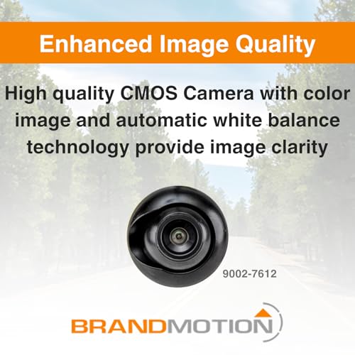 Image of Brandmotion 9002-7612 Universal Adjustable Bullet Backup Camera | IP68 Waterproof, CMOS Color Image with Parking Gridlines, Low Profile Flush Mount