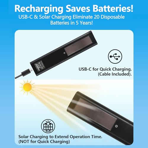 Image of Rechargeable TV Remote for Samsung Smart TVs, Replacement for All 2019-2026 Samsung TV Remote Control with Voice Control. USB-C Fast Charging. Solar Charging. 2-Year Warranty.