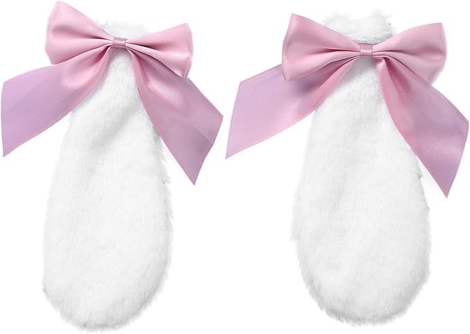 Par de pinzas para el cabello con orejas de conejita de peluche miniatura 1
