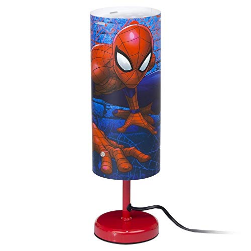 Marvel 1283 Lampe de chevet Spiderman lumière de table des super-héros Rouge