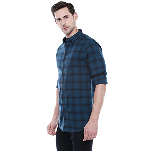 Image of Dennis Lingo Men Cotton Checkered Slim Fit Casual Shirt