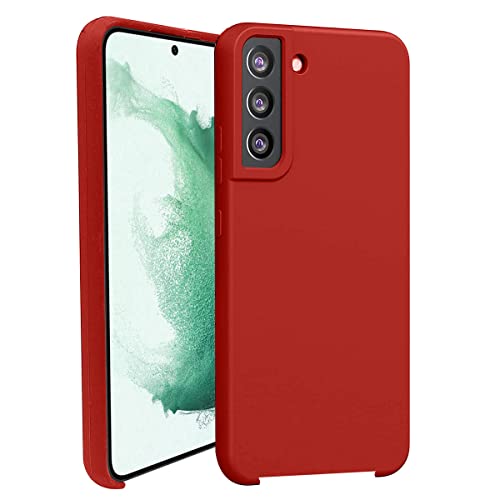 Image of LIRAMARK Liquid Silicone Soft Back Cover Case for Samsung Galaxy S22 Plus (Red)
