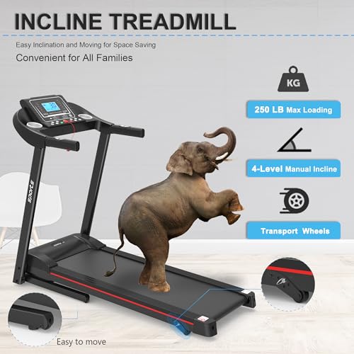 Image of Folding Treadmill with, Electric Motorized Running Machine, 2.5HP Compact Foldable Exercise Equipment with Bluetooth, LCD Display, USB Charging, 250 LB Capacity, Space Saving Design for Home Fitness