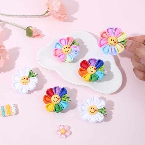 6 piezas de pinzas para el cabello con moños coloridos para niñas miniatura 5