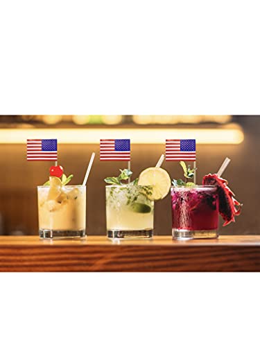 Vewingl 100 Pcs American Toothpick Flags,Cupcake Toppers American Flag, Food Decoration For National Day Party Birthday Cocktail Ice Cream Cake #TOP3