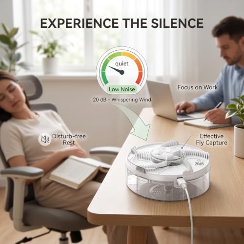 Cazamoscas electrico giratorio blanco recargable por USB 8