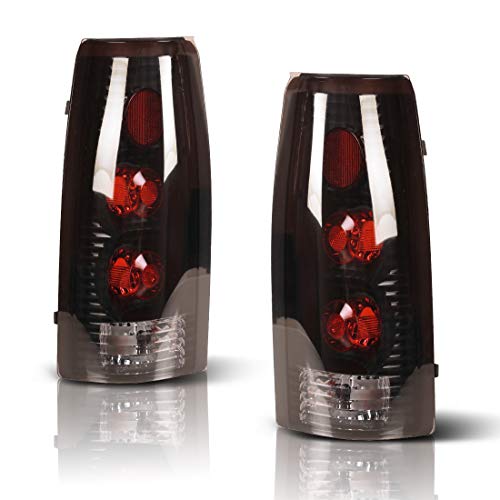 ROXX Tail Light Replacement Fit for 1992 1993 1994 1995 1996 1997 1998 1999 2000 C1500 C2500 C3500 K1500 K2500 K3500 Suburban Blazer Tahoe Yukon Escalade Driver & Passenger Side (Black/Smoke Lens)