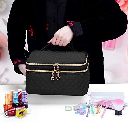 Yarwo Double Layer Nail Polish Organiser Case, Portable Storage Bag for 36 Bottles (15ml/0.5 fl.oz) Nail Varnish and Nail Art Accessories, Black (BAG ONLY, PATENTED DESIGN)