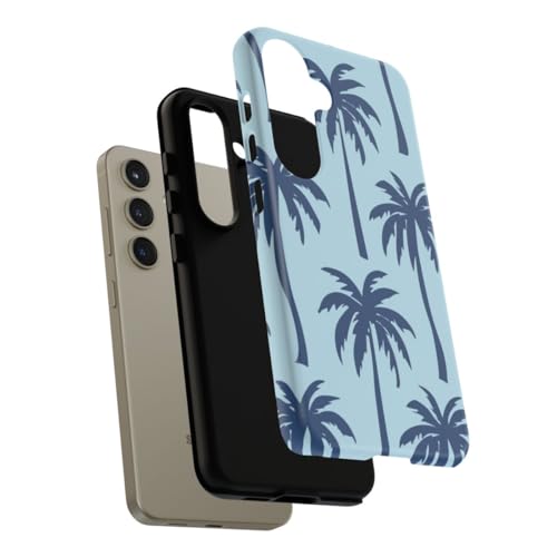 Coque Samsung S24 motif palmier bleu rigide mate