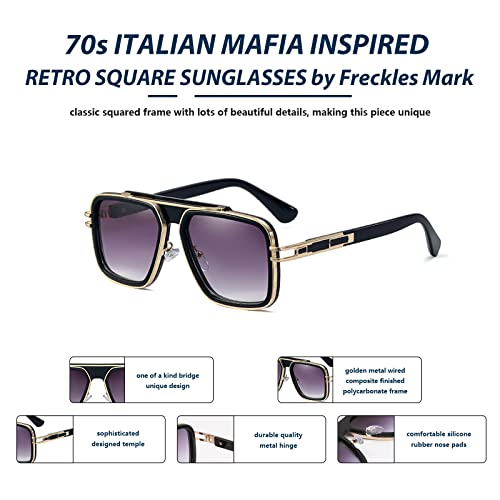 Image of Freckles Mark Trendy Retro Sunglasses for Men Women Stark Vintage Shades 70s Italian Fashion Square Metal Glasses