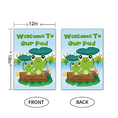 Meltelof Frog Theme Garden Flag,Spring Summer Welcome Lawn Sign Yard Sign, Retro Porch Home Decor -12 X 18 Inch Double Side #TOP1