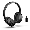 R-MUSIC RM306841 - Cuffie TV senza fili con ricevitore USB 2,4 GHz - 12 ore di durata della batteria - radio FM, jack da 3,5 mm, padiglioni girevoli - Nero