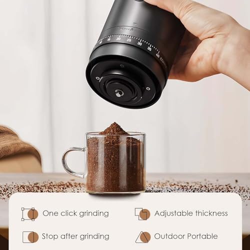 Elektrische Kaffeemühle, USB, wiederaufladbar, mit Keramik-Konik, tragbare Kaffeemühle mit mehreren Mahleinstellungen, für Reisen, Camping, Büro, Espresso