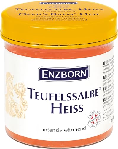 Enzborn Teufelssalbe Heiss | Langanhaltender Wärmeeffekt | Ohne Rückstände | Mit Teufelskralle und Brennessel | Dermatologisch Geprüft | 200 ml