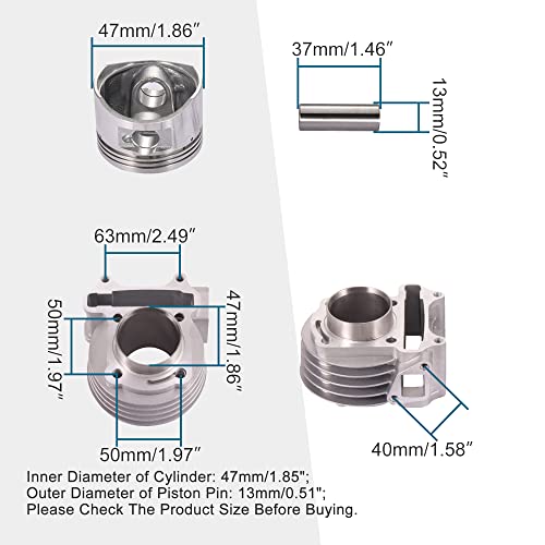 GOOFIT Leistung Big Bore Zylinder Kit GY6 80cc 47mm Ersatz für 139QMB ATV Roller Moped Go Kart