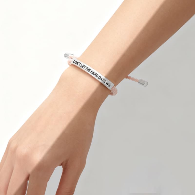 Dont Let The Hard Days Win Motivational Bracelet for Women, Adjustable Hand Bradied Wrap Stainless Steel Tube Engraved Bracelet, Inspirational Jewelry Gifts for Women and Men - Image 5