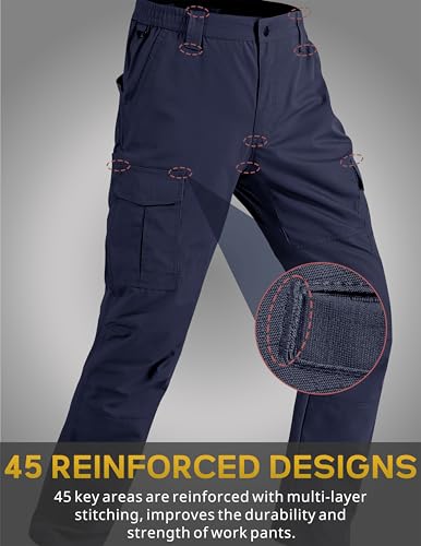 Image of CNBQDD Mens Work Pants Ripstop Waterproof Cargo Pants for Men with 7 Pockets Tactical Hiking Pants