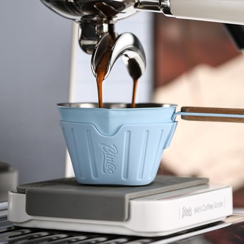 Vaso medidor espresso de acero inoxidable con mango de madera 90 ml miniatura 3