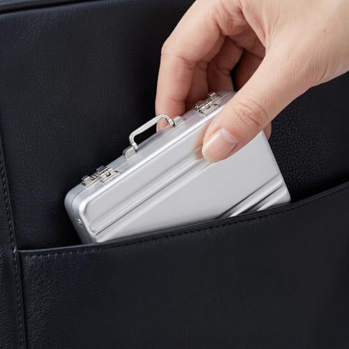 Tarjetero de visita anticaída de aleación metálica para proteger 30 tarjetas sin dobleces 6