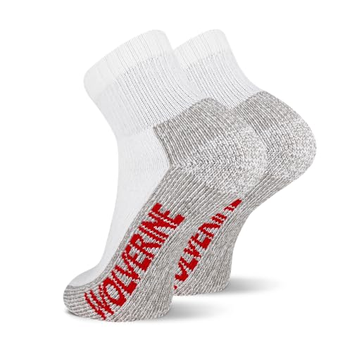 Wolverine Men's Steel Toe Cotton Work Boot Ankle Socks with Durable Cushioning (2 Pairs)2