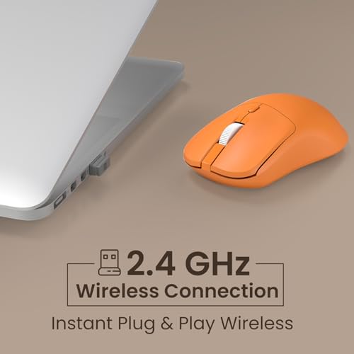 Image of Portronics Toad 33 Wireless Mouse with 2.4 GHz USB Nano Receiver, Adjustable Dpi Sensitivity, Ergonomic Design, Precision Optical Tracking, Plug & Play, Best for Laptops, Desktops PCs, Mac(Orange)