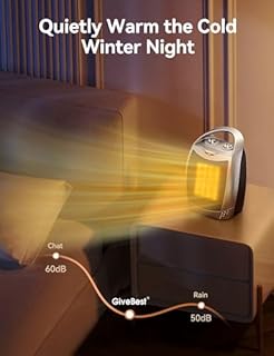 Chauffage d'appoint électrique portable avec thermostat, 1 500 W/750 W, ventilateur de chauffage en céramique sûr et silencieux, chauffe jusqu'à 18,6 m² pour utilisation en intérieur de bureau (argent
