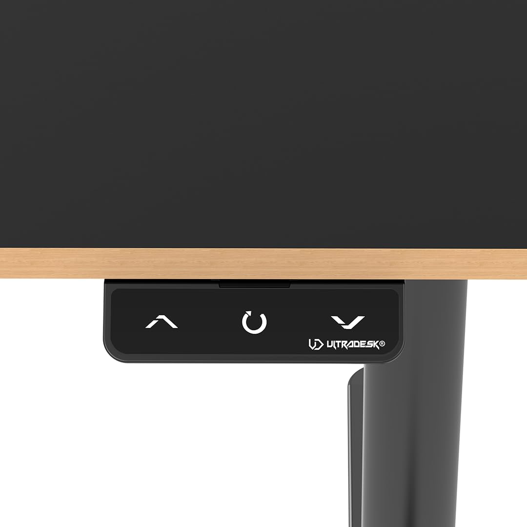 Ultradesk - Escritorio Infantil Eléctrico Regulable en Altura Pulsar - 120x60x55-81cm - para 2 Monitores - para Habitaciones de Niños y Adolescentes - Negro