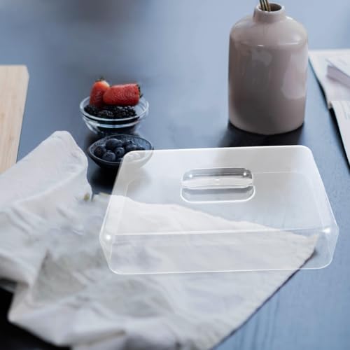 Bandeja de acrílico transparente con tapa rectangular para exhibir comida en cafés 6