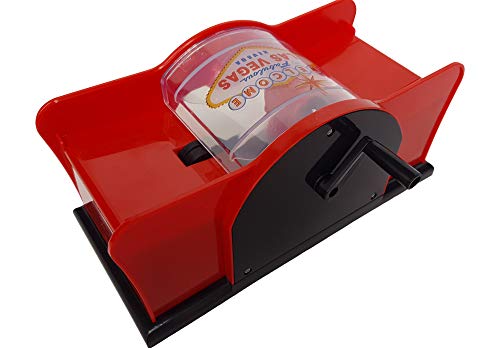 2 Deck Hand Crank "Welcome To Las Vegas" Card Shuffler, Red & Black - Thumbnail 2