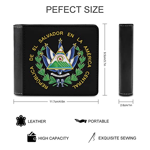 El Salvador Coat of Arms PU Leather Pouch Wallet Credit Card Holder Passcase Bifold Purse for Men2