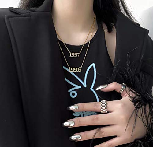 Birthday Year Necklace, 18K Gold Plated Stainless Steel Birth Year Number Pendant Necklace Memorable Anniversary Jewelry for Women4