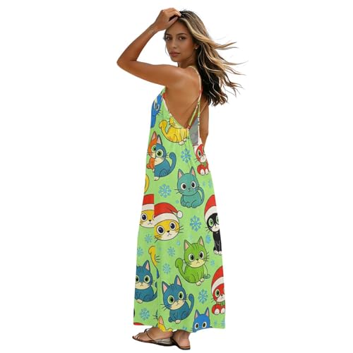 Robe de plage à motif chat pour les fêtes de Noël au soleil