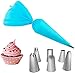Spritztüllen Silikon Spritzbeutel Set, Professionelle Edelstahl Aufsätze 6 Edelstahl Spritztüllen, 1 Silikonbeutel 35 cm für Kuchen Backen und Dekorieren, spülmaschinengeeignet