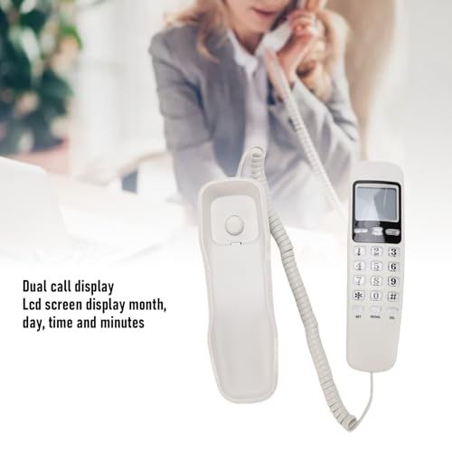 Teléfono Fijo Retro Básico de Pared con Cable Blanco miniatura 4