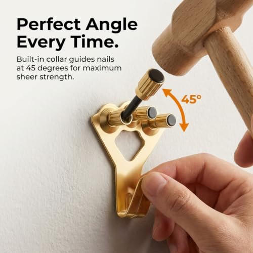 Image of Performore 10 Pack Heavy Duty Decorative Picture Hangers with Nails - Supports up to 100lbs, Gold Wall Hooks with 3 Holes & 30 Nails for Hanging Mirrors, Clocks, Frames, Art, Home Decor