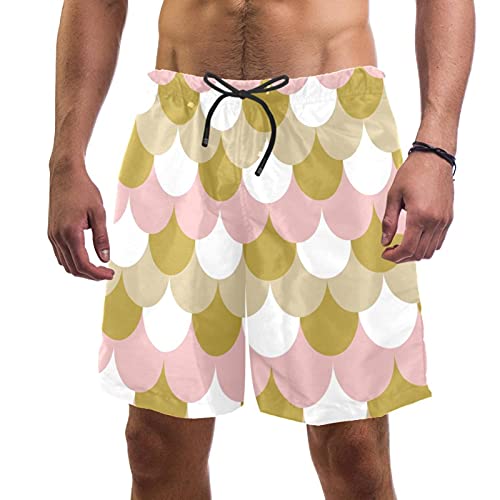 Short de bain homme séchage rapide rose et blanc XL avec doublure maille