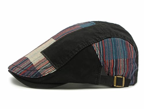 Image of Cotton Newsboy Cap,Breathable Ivy Gatsby Cabbie Beret Hat for Men's Women Driving Hunting Golf