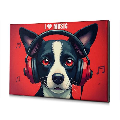 Tableau chien musique pour égayer un mur vide de salon ou bain