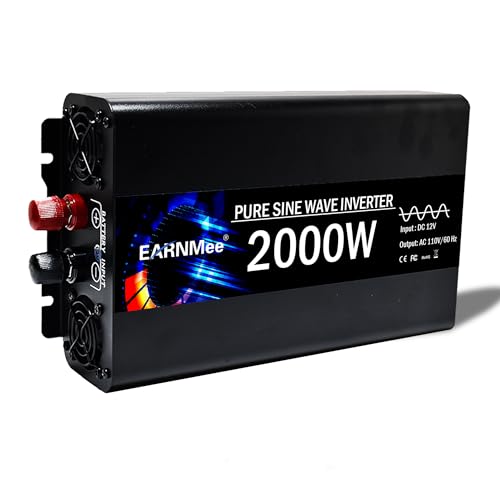 Image of 2000W Pure Sine Wave Power Inverter DC 12V to AC 110V Converter with LCD Display for RV, Truck, Off-Grid, Home Backup Low Noise High Efficiency 12V