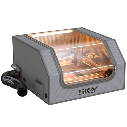 Skouphy Updated Integrated Laser Engraver Enclosure with LED Light Ventilation Kit Cover Tent Fits for Most Laser Cutter Insulates Against Smoke Odor and Eye Protection 720x720x400mm