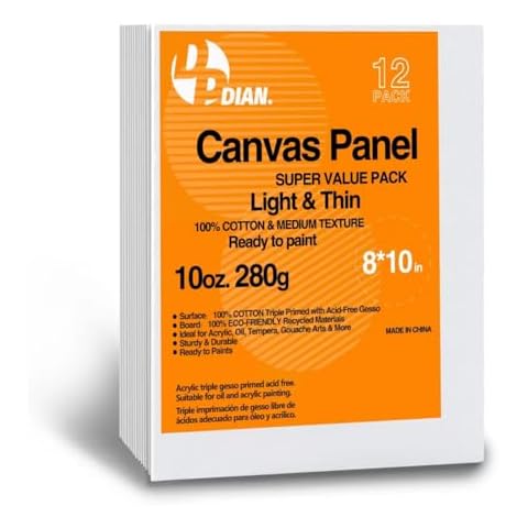 DPDIAN Canvas Boards for Painting 12 Pack, 8 inch x 10 in Pack, Artist Canvas Panels for Oil & Acrylic Painting Cover