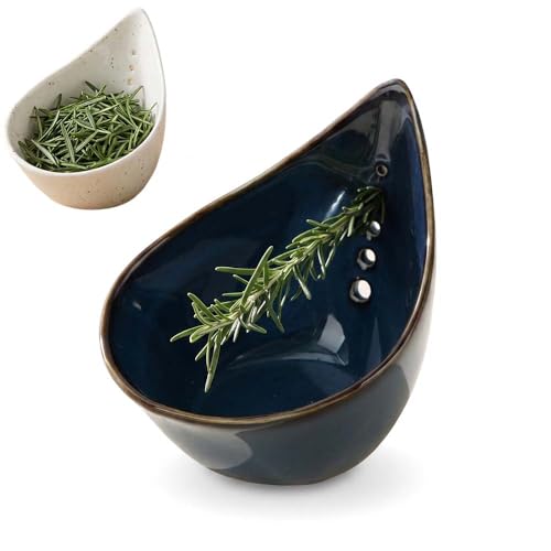 Herb Stripper Bowl 2026 NEW Ceramic Herb Peeling Bowl with Multi-Size Holes Pottery Leaf Stripping Tool for Kitchen Fast Herb Removal for Kale Basil Rosemary Cilantro Parsley (Black)