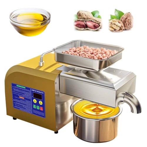 HSSTYLE Pressa per Olio Automatica elettrica a Caldo/a Freddo, in Acciaio Inossidabile, Ideale per Uso Domestico, Piccole Imprese e attività Commerciali.
