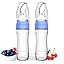 2PCS: BLUE - Silicone Squeezable Bottle Feeder - Brush Included