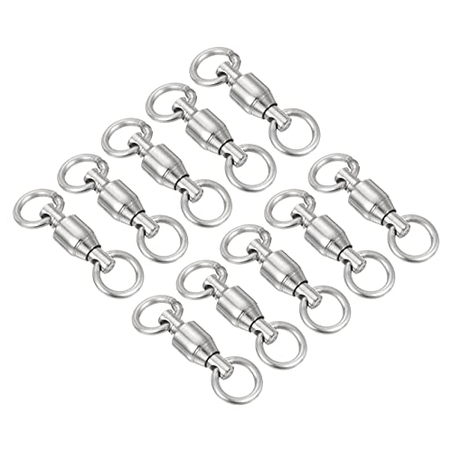 PATIKIL Ball Bearing Swivel, 10 Pack 30lb Carbon Steel Solid Welded Ring Fishing Tackle Connector, Silver