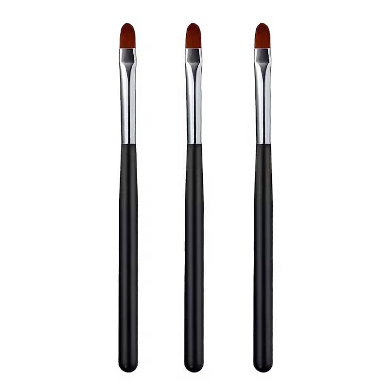 3pcs Nail Art Brushes for Acrylic Gel Extensions - Precision Tip DIY Manicure Pedicure Tools for Nail Art