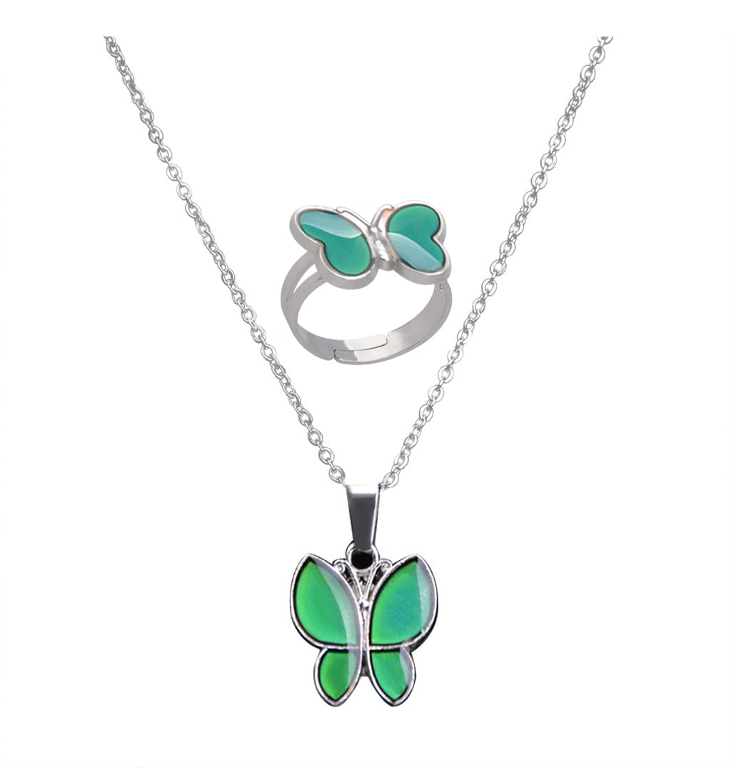 AcchmnMood Ring Love Heart Color Changing Emotional Feeling Adjustable Size Mood Rings 2pcs(Love Heart)